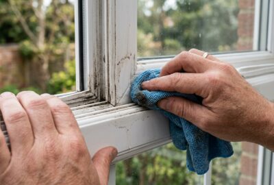 PVC Fenster reinigen – Mikrofasertuch putzt Kunststoffrahmen gründlich sauber